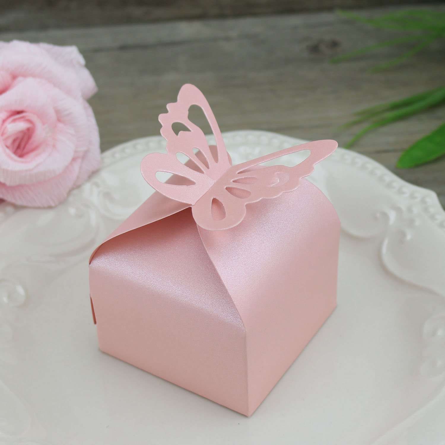 Butterfly Candy Box Iridescent Paper Wedding Box Customized 